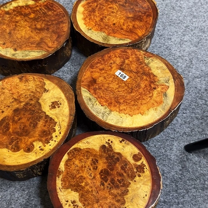 木质阿*大缅甸梨木留疤底座5个