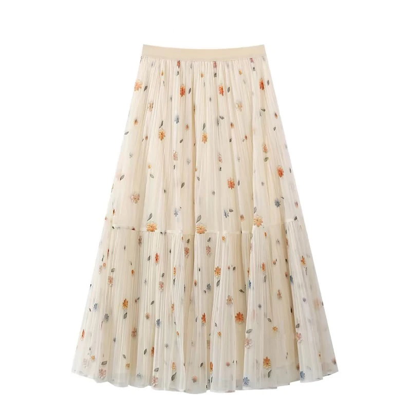 【法式碎花】千金2025秋新款台湾纱透气A字显瘦洋气半裙