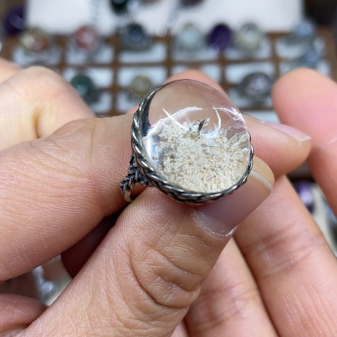 【闪购商品】银S925镶嵌珠宝半成品水晶戒指