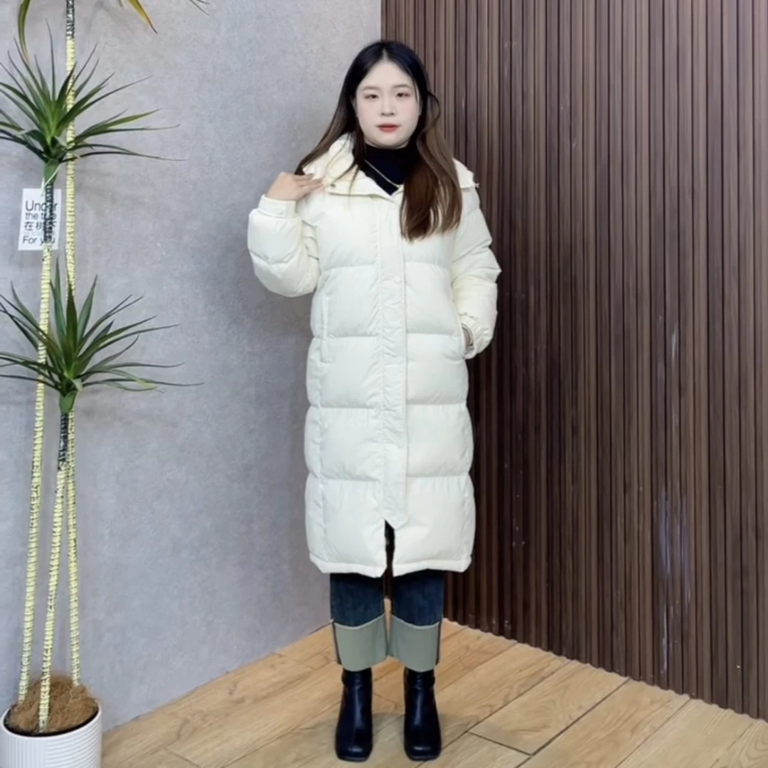 【珍珍】冬季小个子定制中长款加厚过膝保暖90白鸭绒连帽羽绒服090