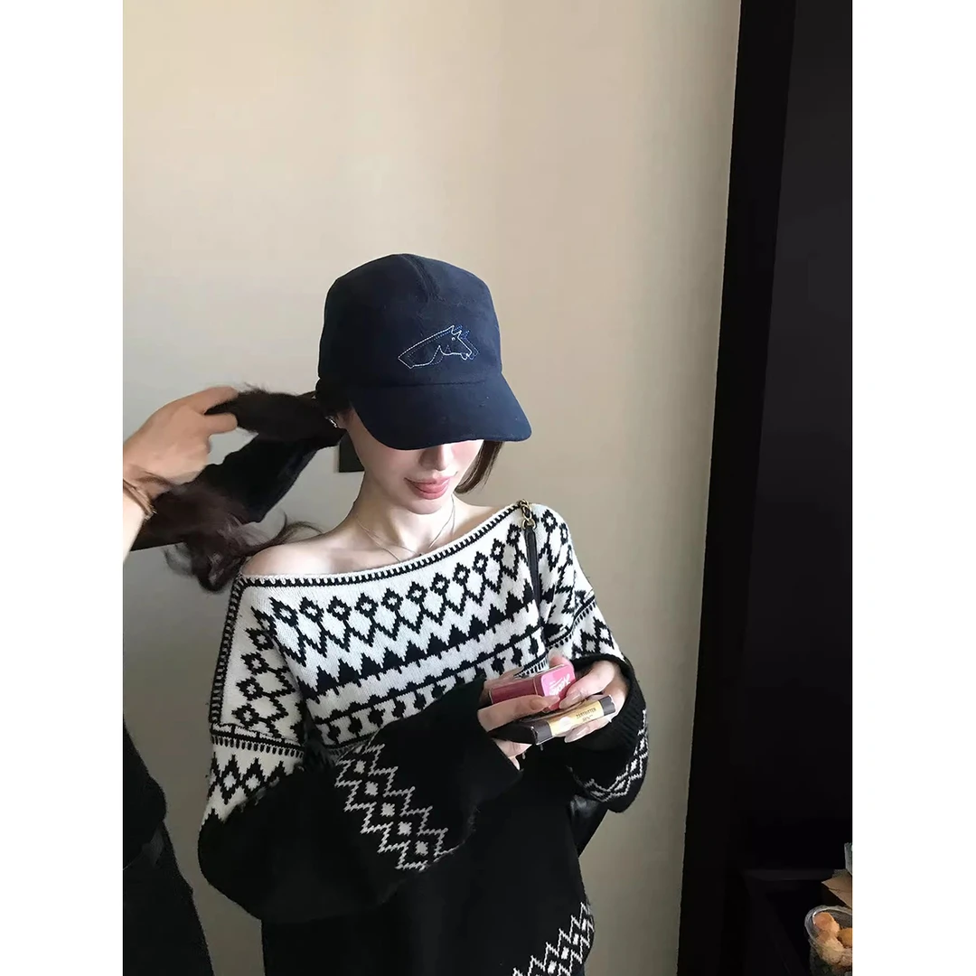 'RL冬日费尔岛'26支软糯厚实羊毛纱 复古老钱撞色提花毛衫针织衫