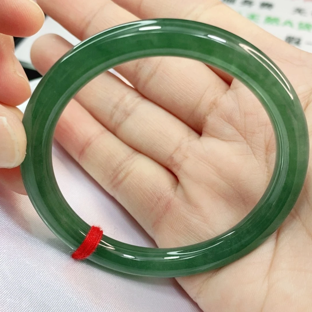 翡翠手镯未镶嵌56圈口圆条强推