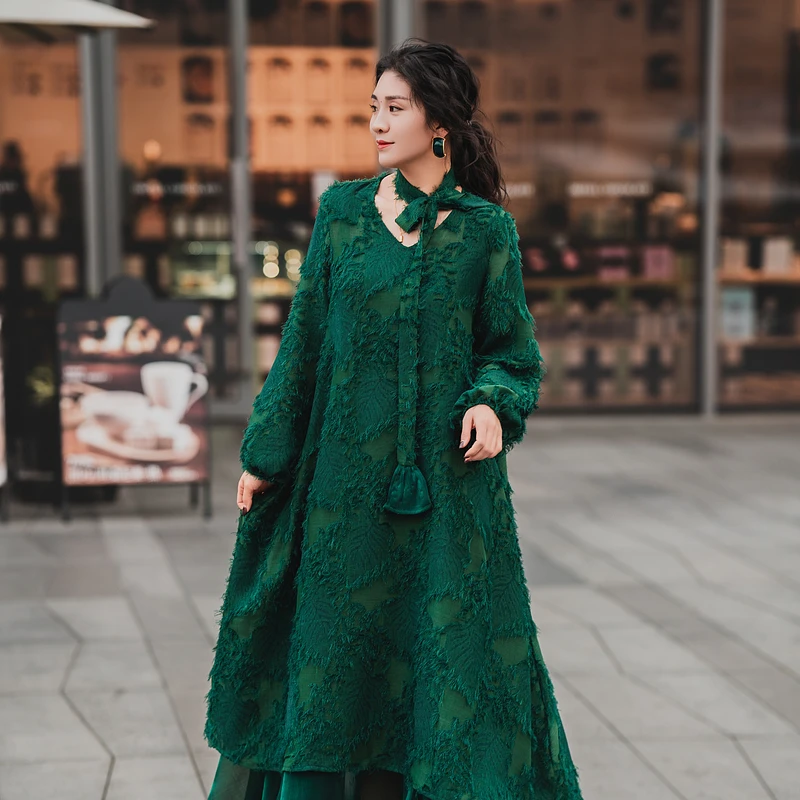 艾翕甄选【森林狂想曲】重工提花连衣裙ZX2501008-1