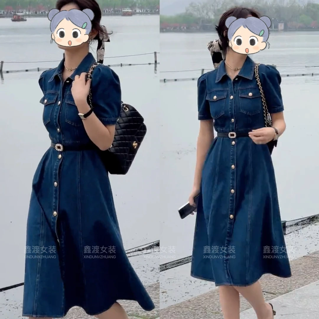 2025春夏新款时尚显瘦气质女士网红洋气连衣裙百搭款D5178