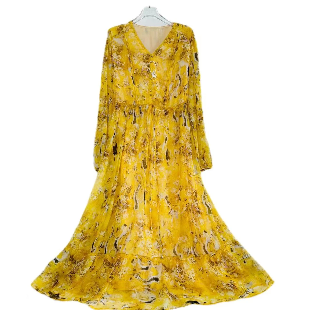 【文文原创】重磅100桑蚕丝连衣裙Y24C9018