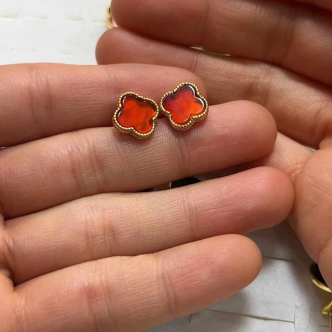 玛瑙/玉髓耳饰银S925镶嵌崽*