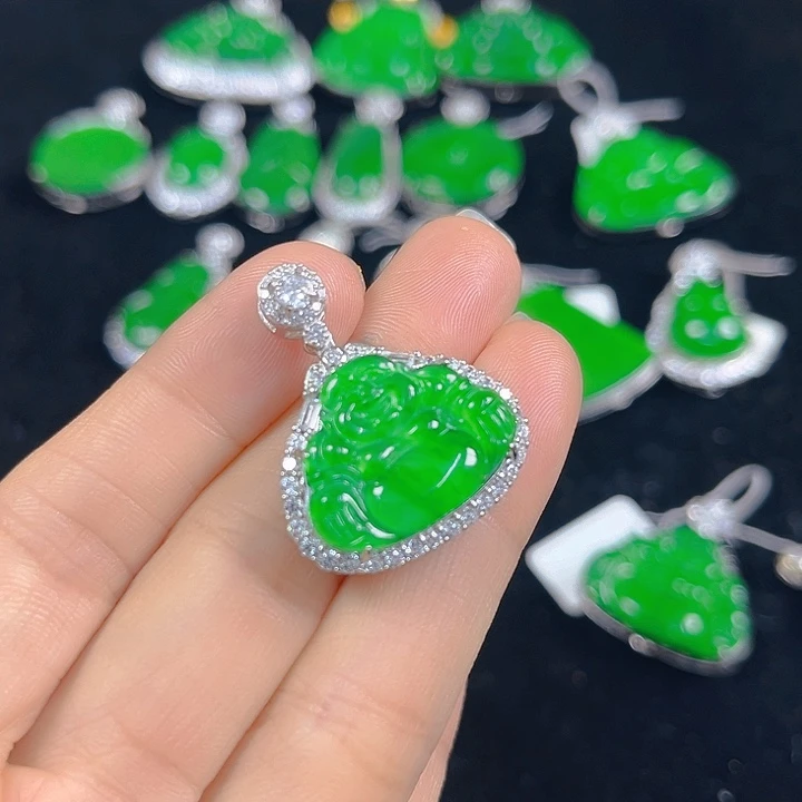 翡翠银S925镶嵌吊坠(不含链)