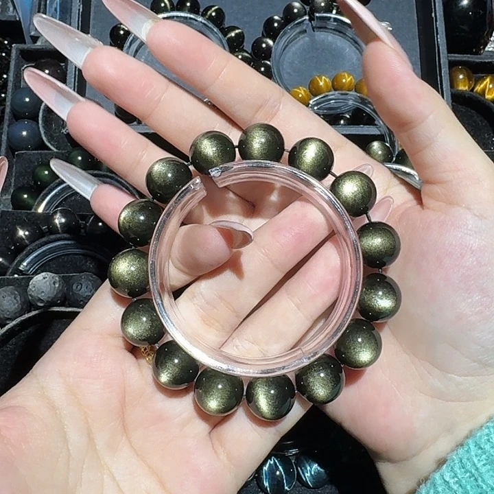 霜***降黑曜岩未镶嵌手链