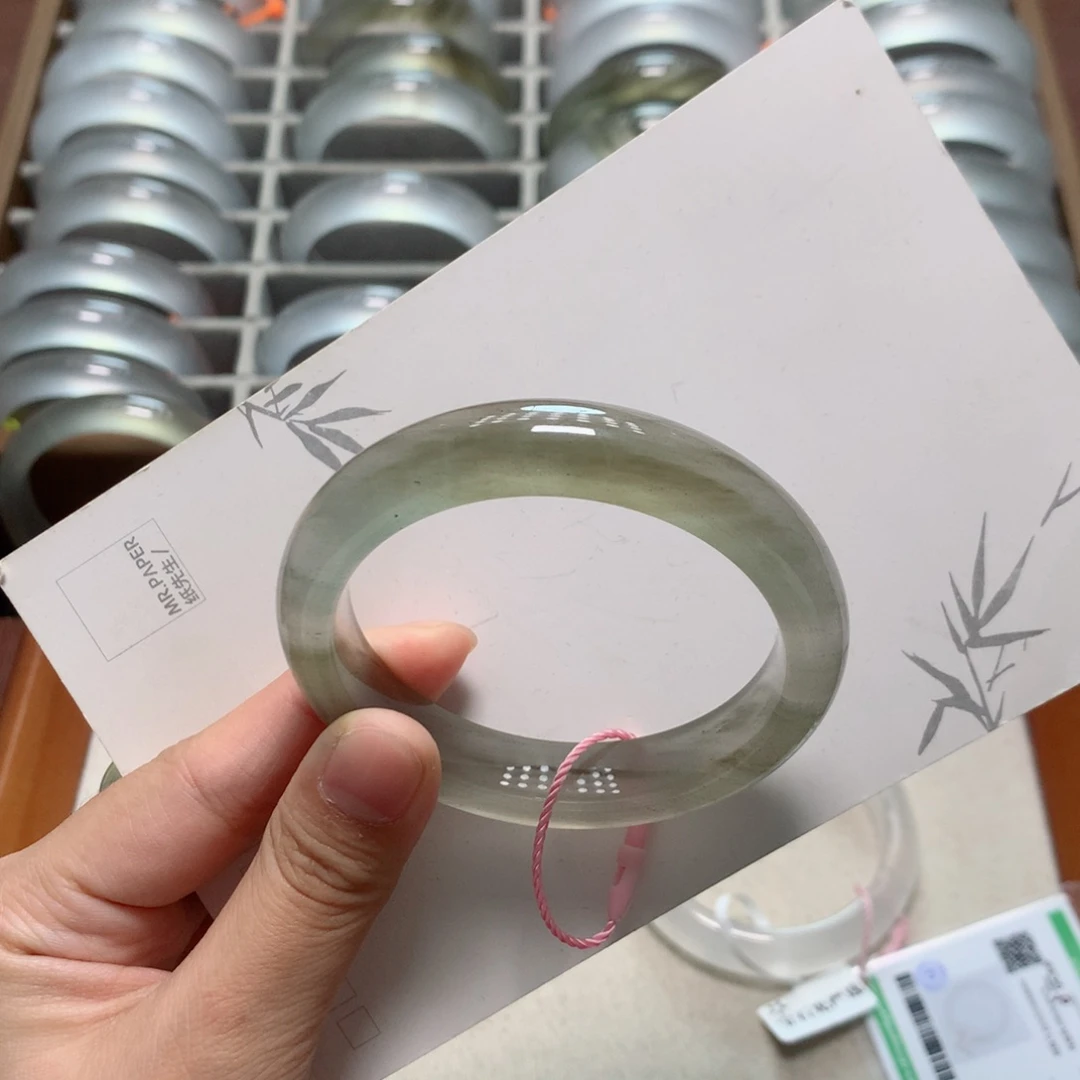 石英质玉未镶嵌手镯1A54.3抹茶