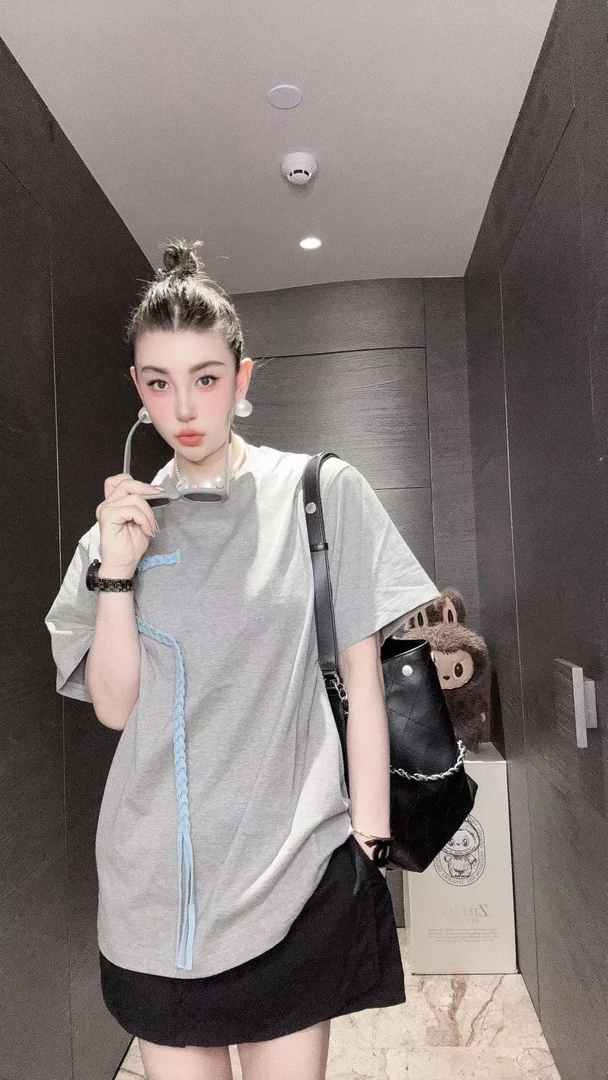 【HAV】新款时髦辫子圆领短袖套头上衣