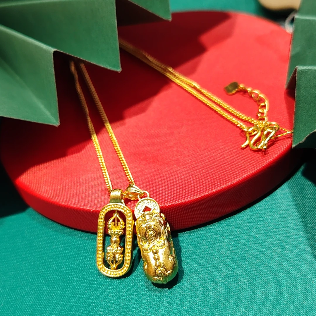 足金999貔貅金刚杵套链轻奢女士套链时尚古法