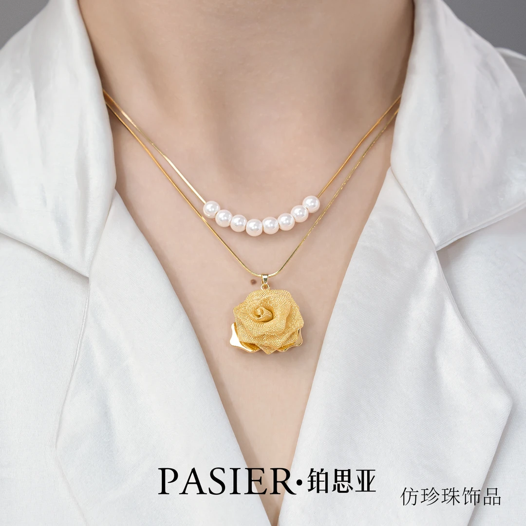 铜合金合成锆石吊坠 铜合金 铂思亚  [赫本王妃] 项链BD8011【达】