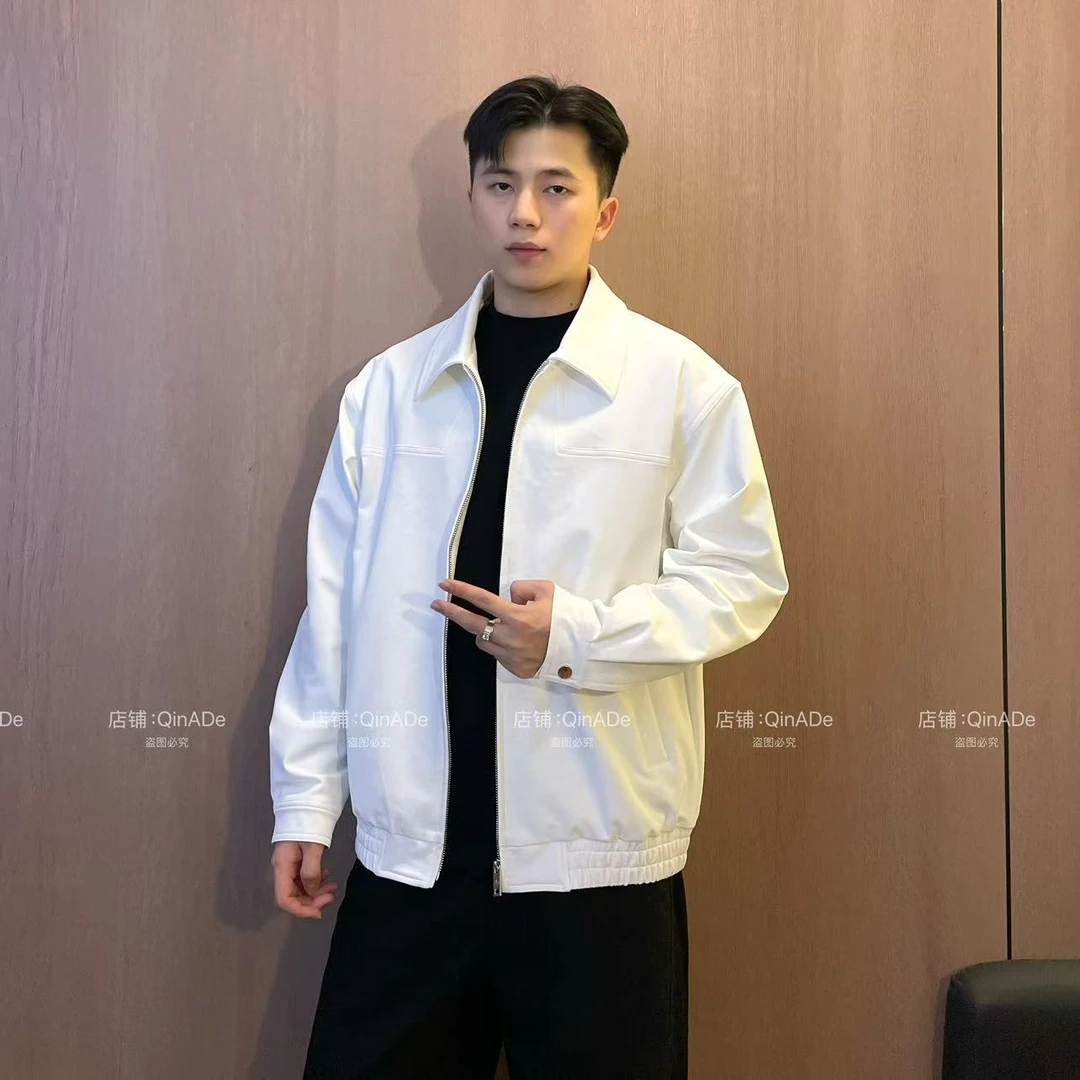 QinADe早秋Clean fit纯色翻领夹克外套上衣简约休闲男工装外套