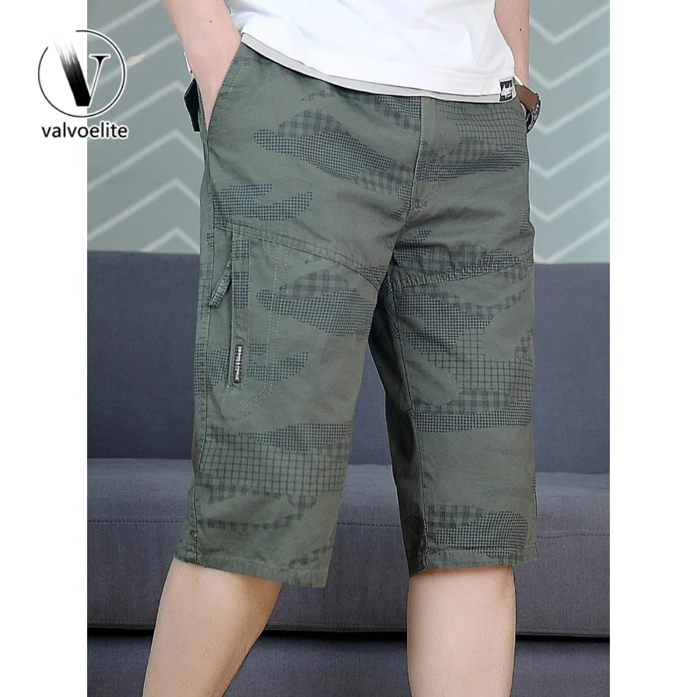 VALVOELITE军绿色迷彩男2025新款百搭全棉大短裤衩子休闲六七分裤