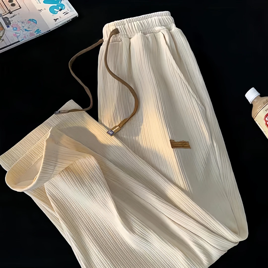 冰丝休闲裤男夏季薄款高级感百搭阔腿裤子韩版潮流宽松运动直筒裤