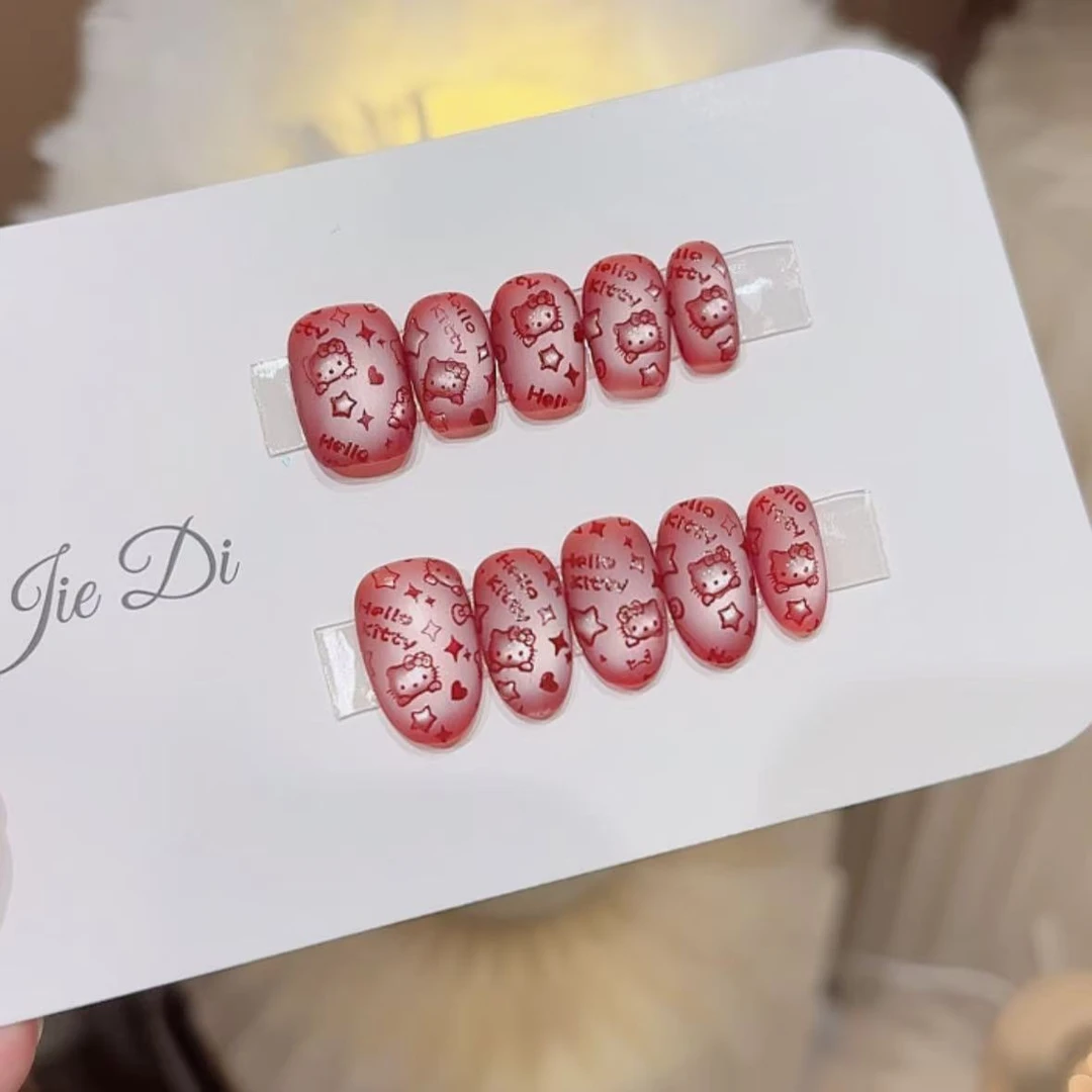 【红丝绒】姐弟纯手工穿戴美甲磨砂立体可爱BB680