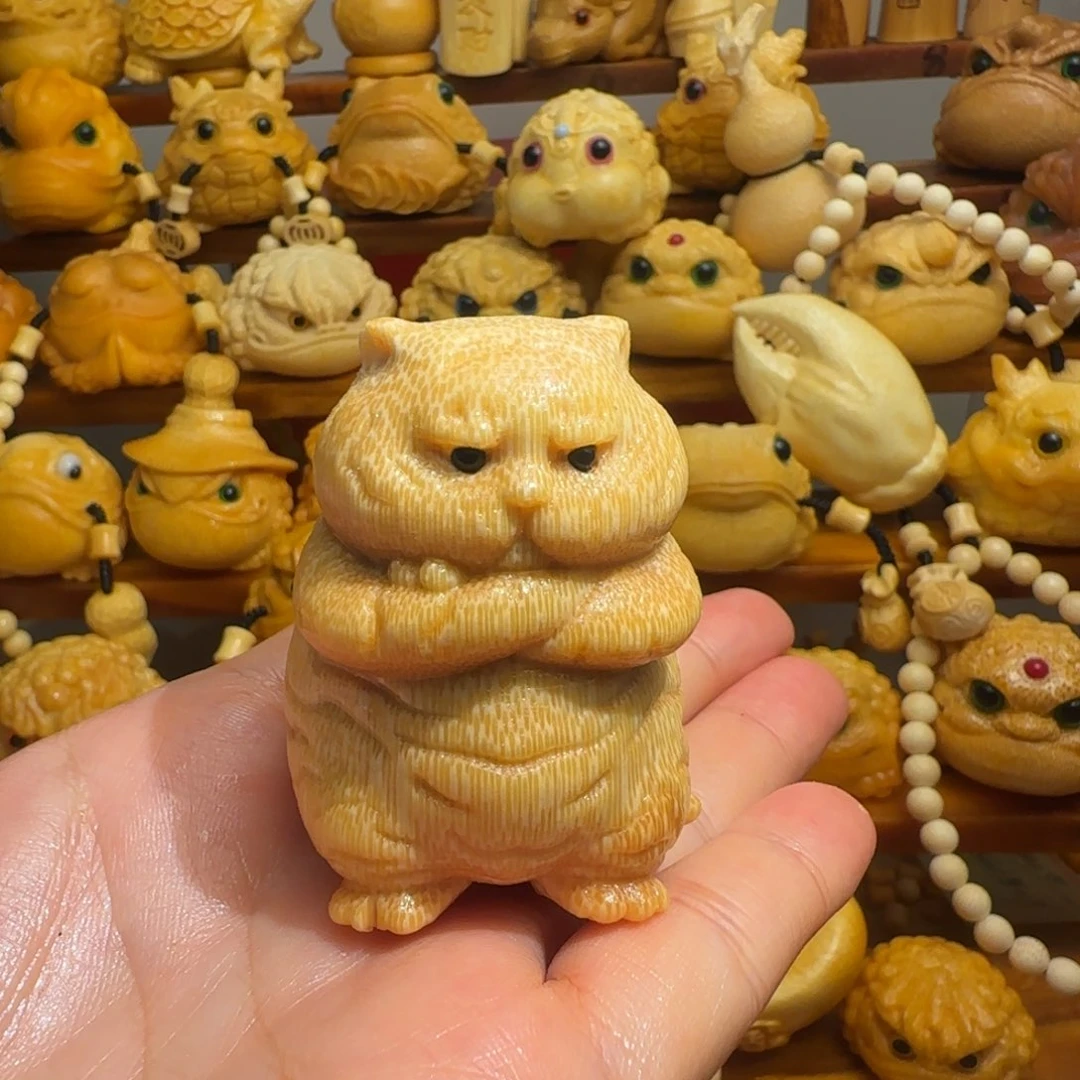 ****?竹手把件胖猫，带油，刷子