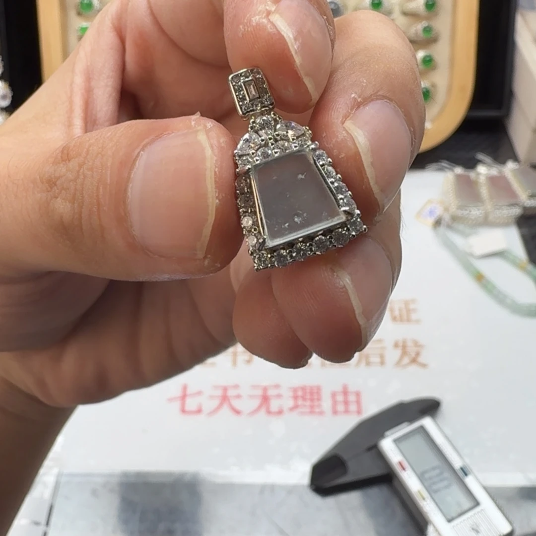 银S925镶嵌戒指翡翠天然缅甸翡翠A货