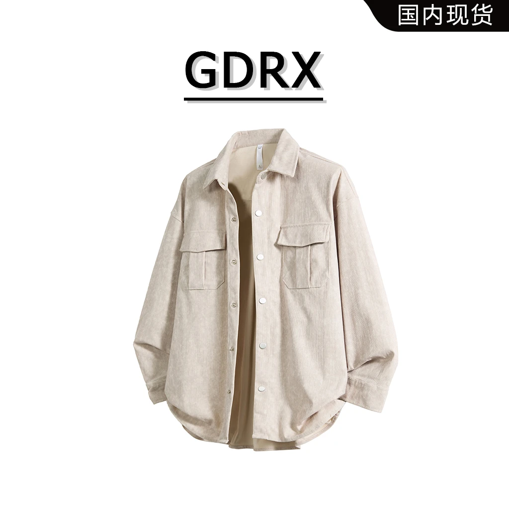 GDRX美式经典复古牛仔衬衫2025秋季新款男士宽松休闲通勤百搭上衣