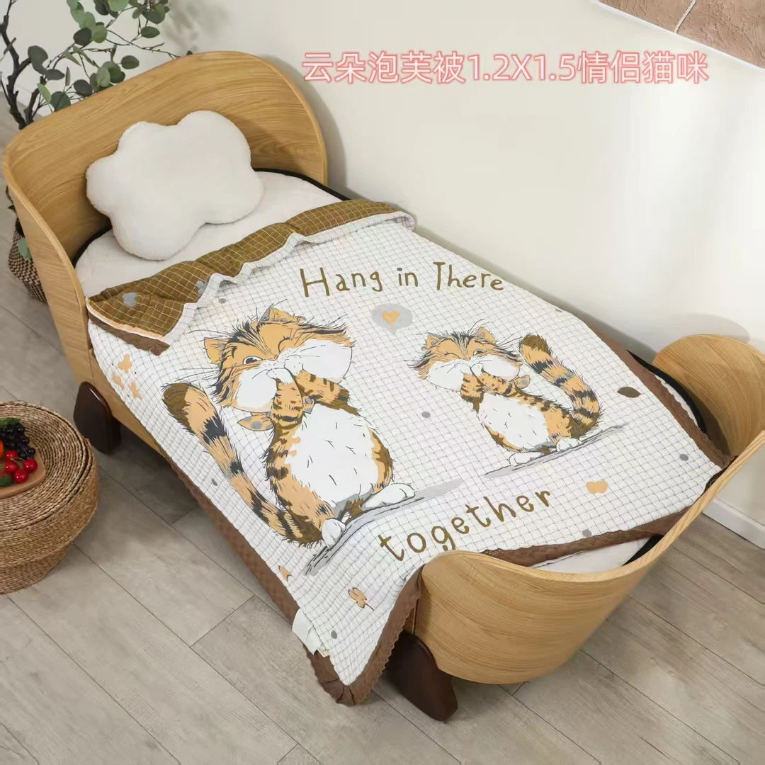 【情侣猫咪】120*150cm全棉小尺寸被单人双面细纱可机洗被