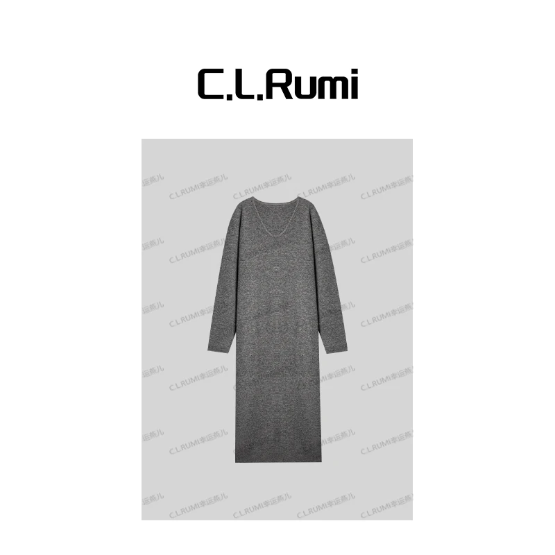 【Rumi精品】“芳华”25秋冬高克重气质长款轻奢百搭羊毛连衣裙7148lq