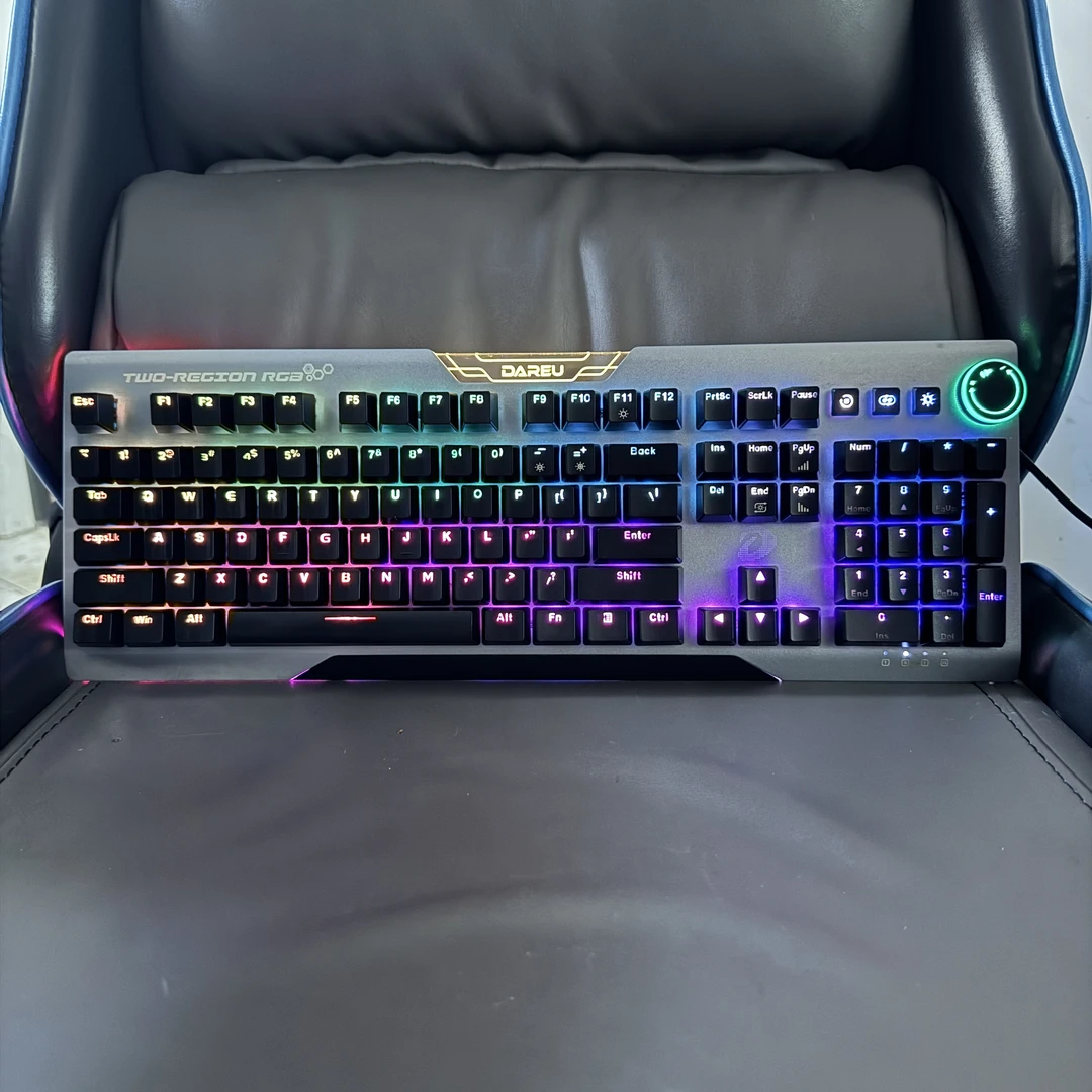 8新  达尔优ck566银色红外轴机械键盘RGB键盘带音量旋钮