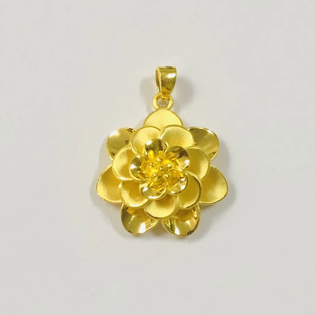 萃华足金牡丹花吊坠3D硬金工艺萃华金店