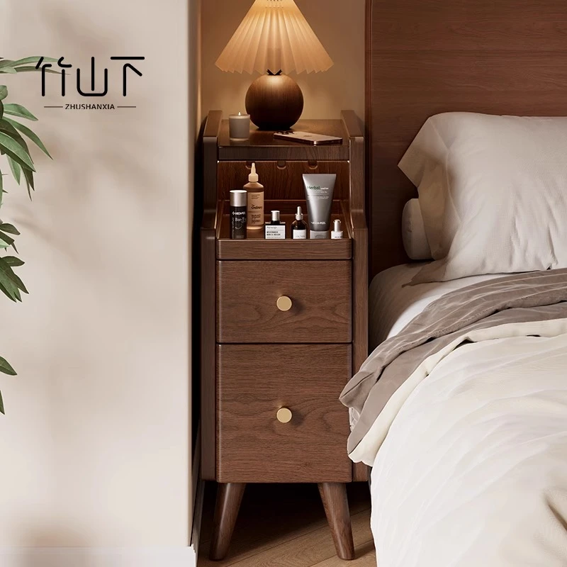 超窄床头柜卧室家用简约小型窄小抽屉式收纳柜美式现代轻奢储物柜