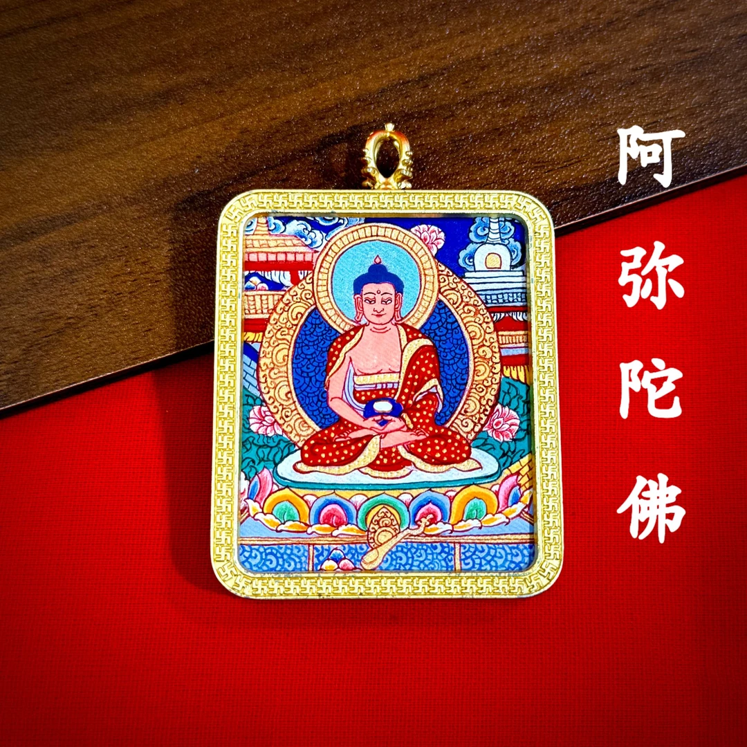 【一诺手绘】阿弥陀佛唐卡青海热贡矿物质颜料纯手绘藏传文化唐卡