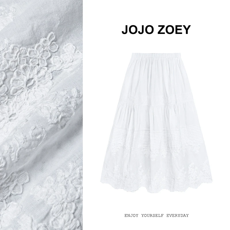 JOJO ZOEY【清仓NO退换】软软矜贵~法式白色松紧腰半身裙bq-3605