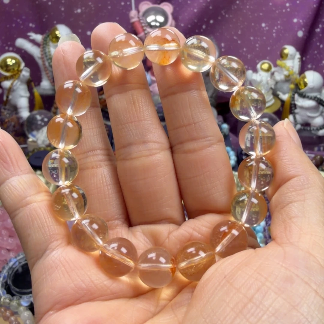 水晶手串未镶嵌巴西芬达色糖纸胶花水晶手串