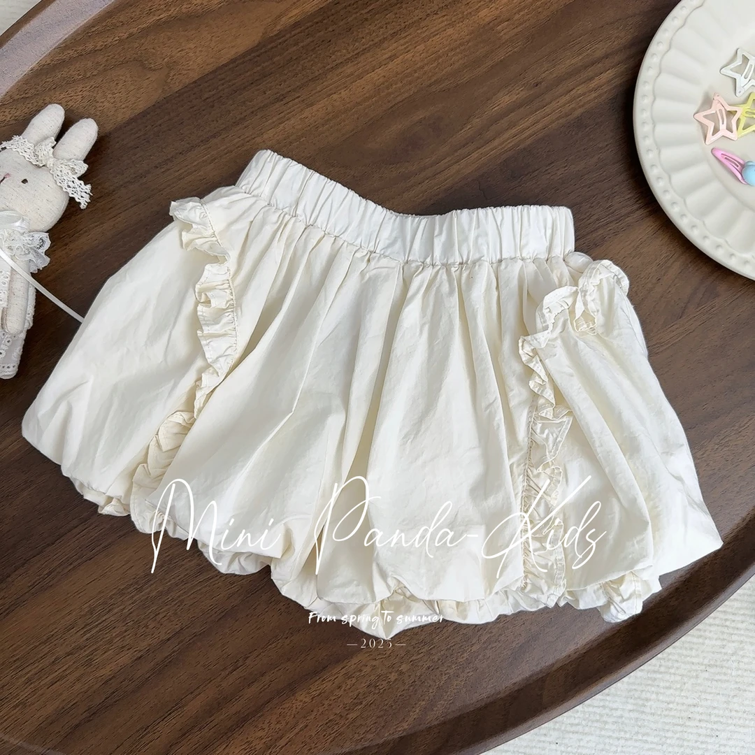 纯棉花边花苞短裤-夏季短裤