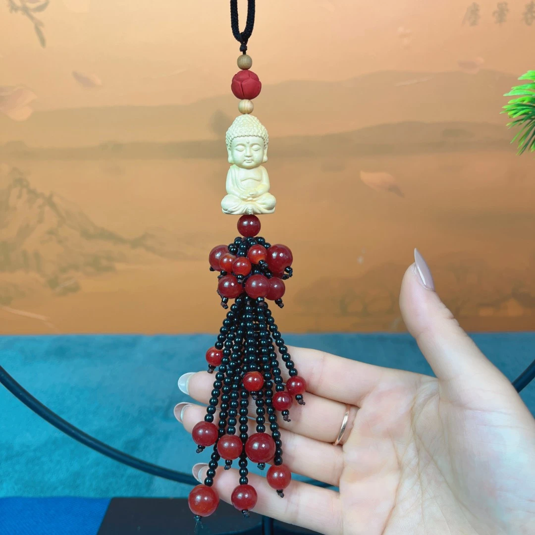 05【粉丝福利】黄杨木小佛车挂车内装饰用品高端汽车挂件挂饰