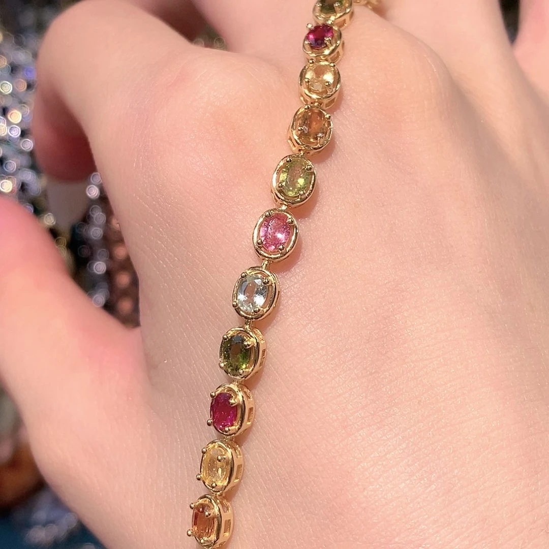 银S925镶嵌手链碧玺福利款