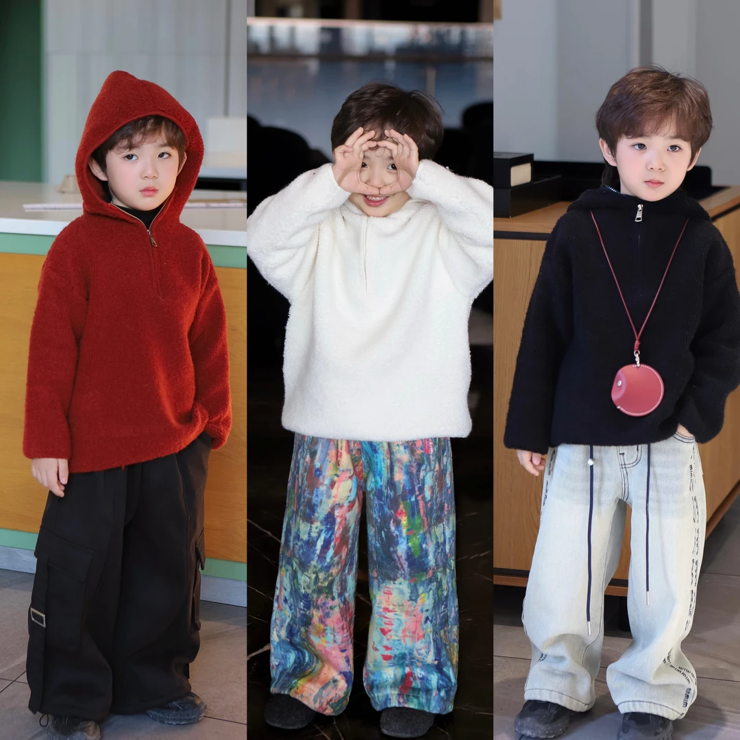 【现货】伟伟同款【好运连连】2024年冬季新款纯色连帽毛衣WW0501