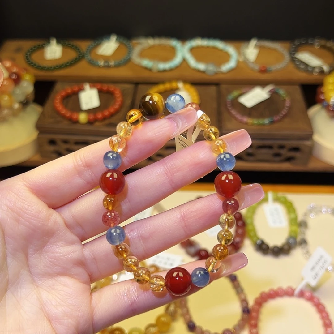 手串水晶银S925镀金镶嵌黄1583