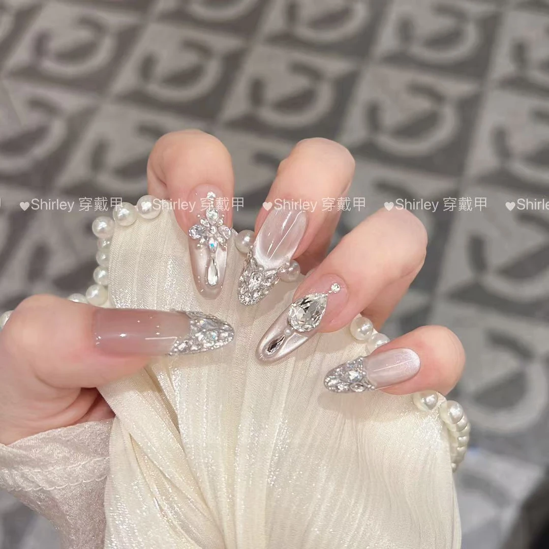 【月光银箔】2025新款手工穿戴甲10片装可拆卸宠粉爆款气质美甲贴