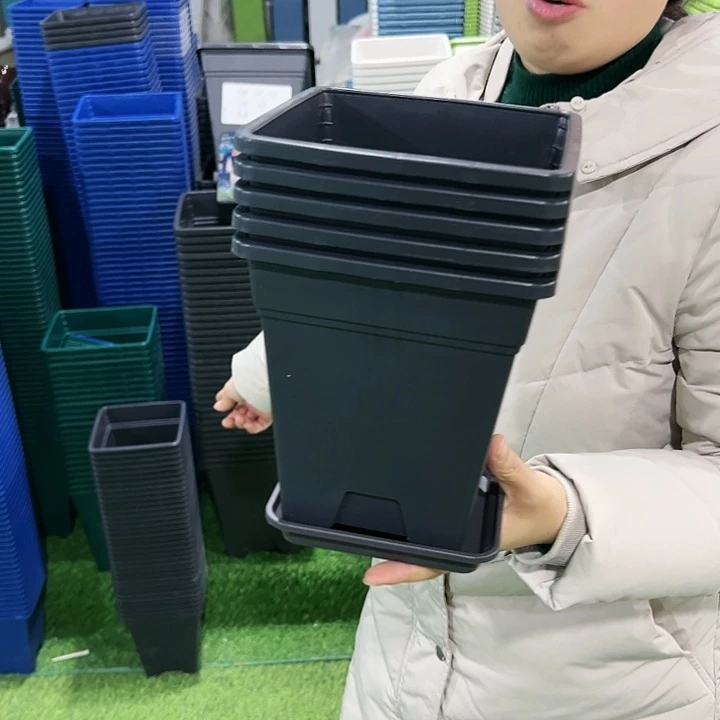 清仓方形口16高18黑色带托5个