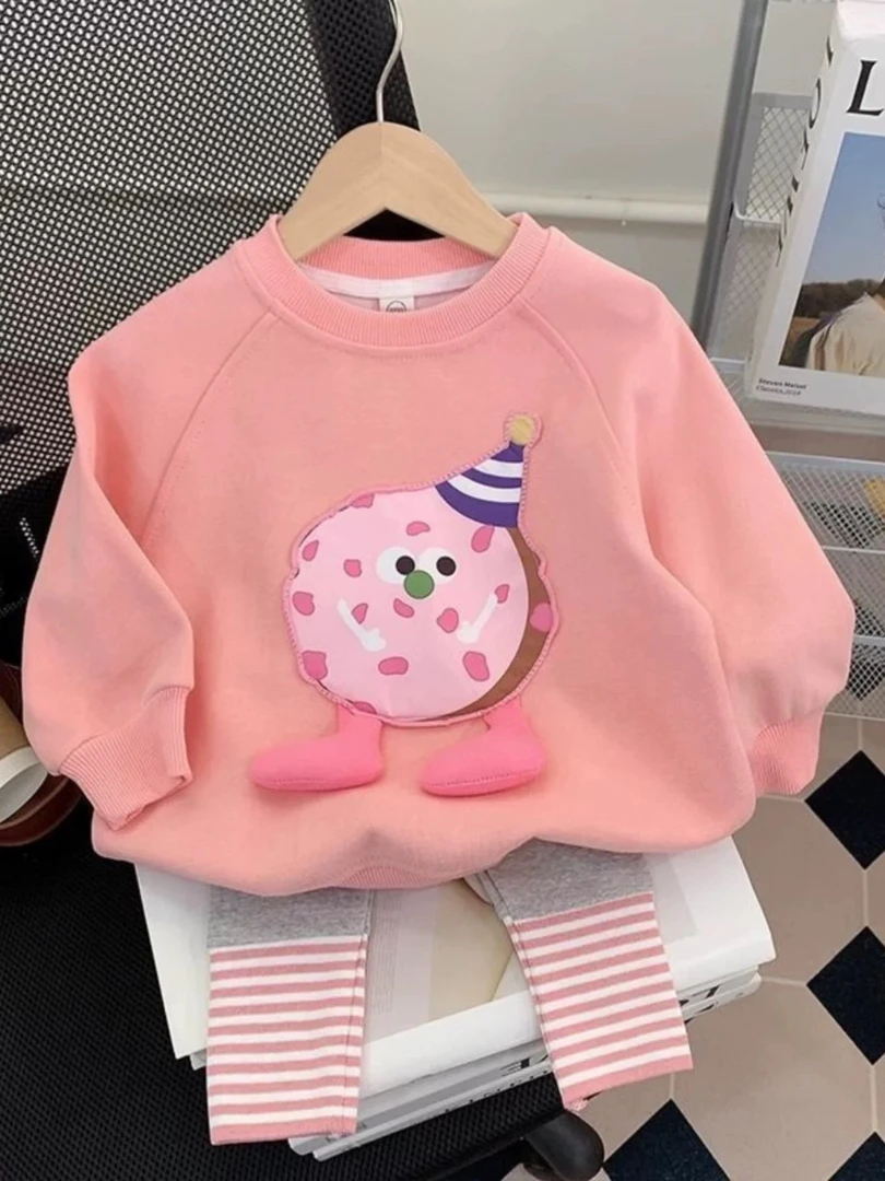 女童2025春季新款卡通蛋仔卫衣裤子两件套休闲