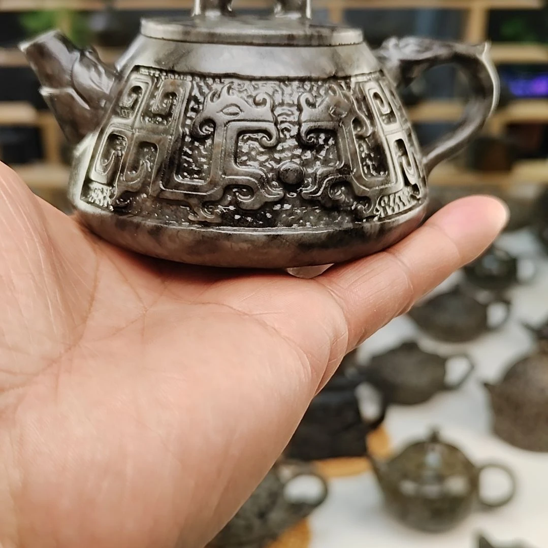 用***8米粒玉黑金刚文明石瓢180毫升