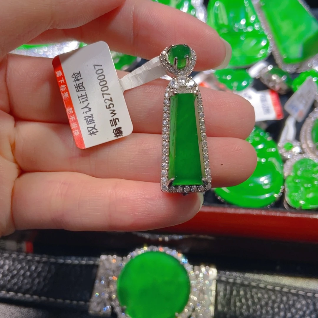翡翠银S925镶嵌吊坠(不含链)