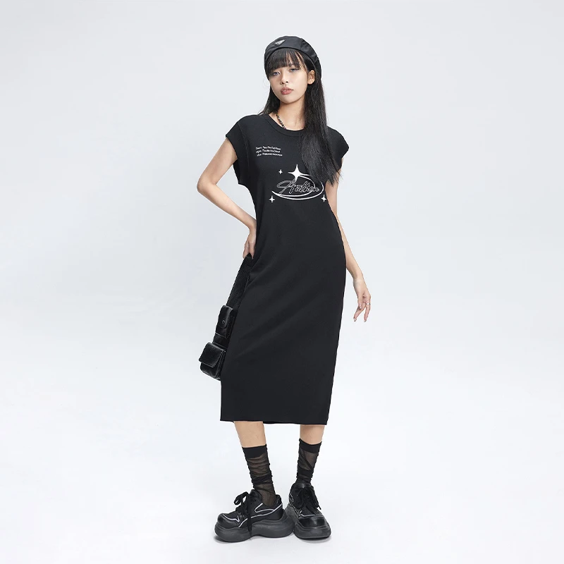 连衣裙短袖运动时尚休闲夏季黑色修身C40652