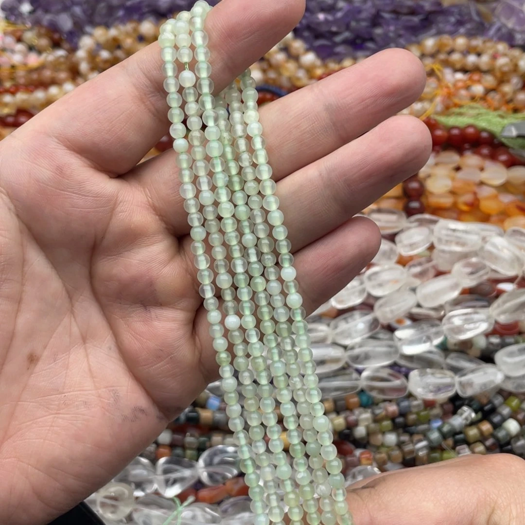 玛瑙/玉髓珠宝半成品未镶嵌一条装4mm葡萄石圆珠