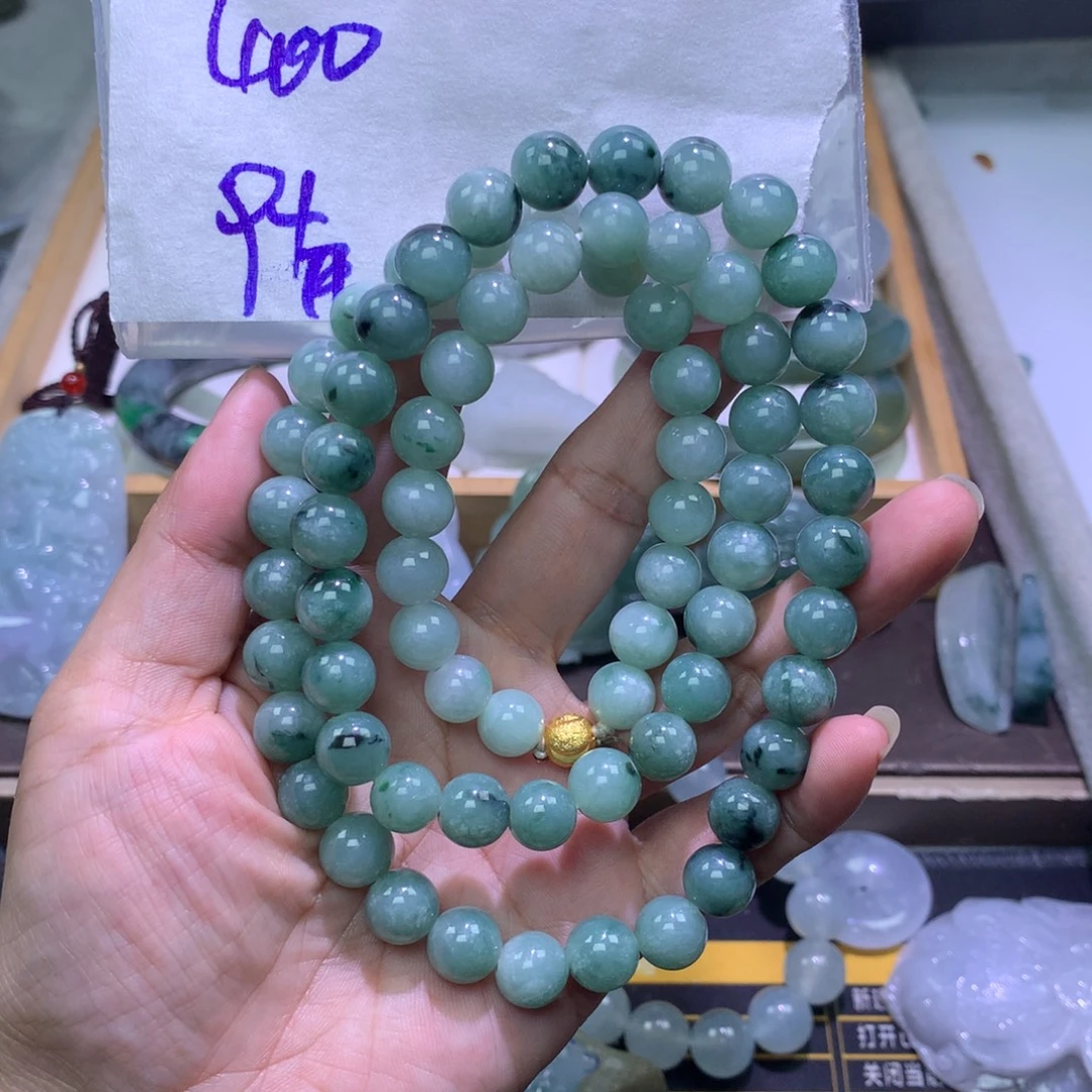 未镶嵌定制翡翠珠链卡9