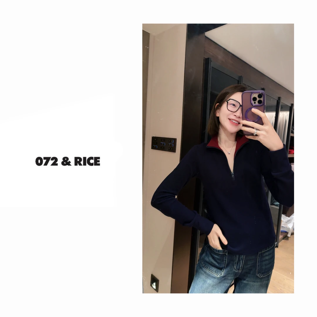 072 & RICE【南星】秋冬休闲半拉链加厚长袖上衣 31S059Z*