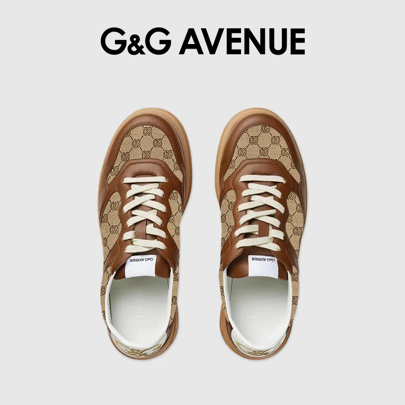 G&GAVENUE 轻奢潮牌欧美复古拼色老花松弛感休闲鞋男女同款板鞋
