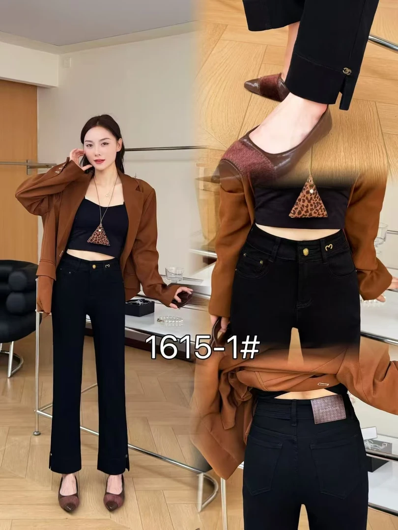 1615-1（黑色早秋新款）时尚显瘦烟管牛仔裤