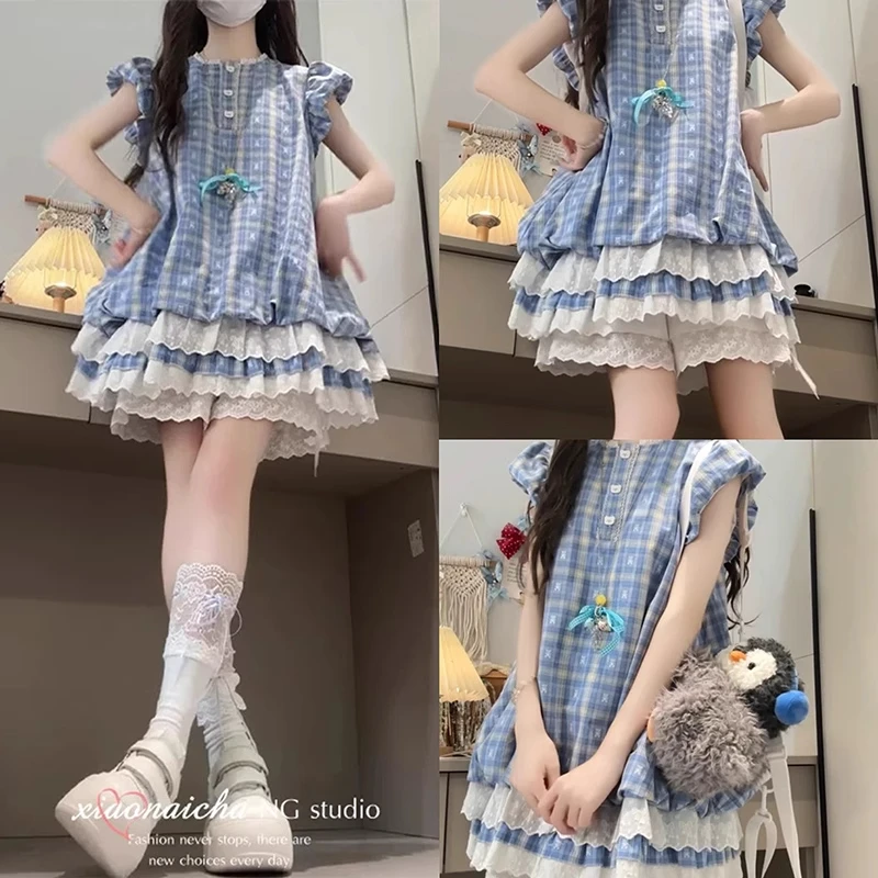 女童巨好看的连衣裙儿童格子蛋糕裙子超好看炸街夏季2025新款女孩
