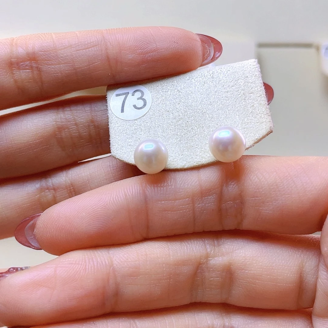 淡水珍珠耳饰银S925镀金镶嵌