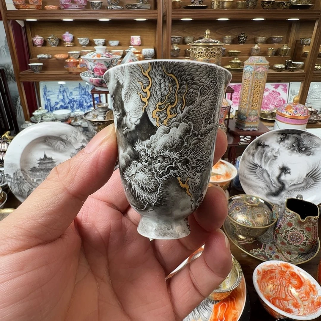 某林堂同款墨彩麒麟主人杯